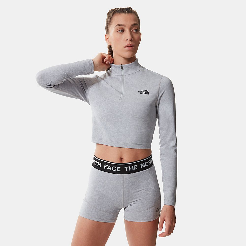 The North Face Fleece Womens Australia - The North Face Crop Zip Through Light Grey Running & Traini